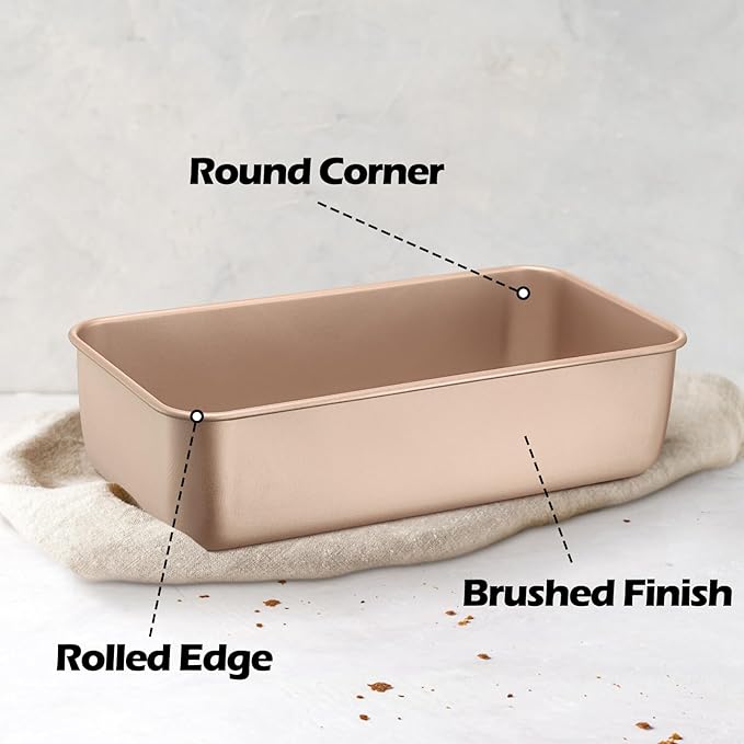 Leonyo 8 Pack Nonstick Loaf Pans for Baking Bread, 9x5IN Stainless Steel Loaf Pans for Homemade Bread Baking, Meatloaf, Bananas, Brownies, Lasagnas, Oven Safe, Rose Gold