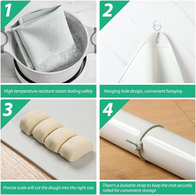 Silicone Pastry Mat 32"*24" Extra Thick Non Stick Baking Mat Food Grade Silicone Dough Rolling Mat with Edge Heightening Large