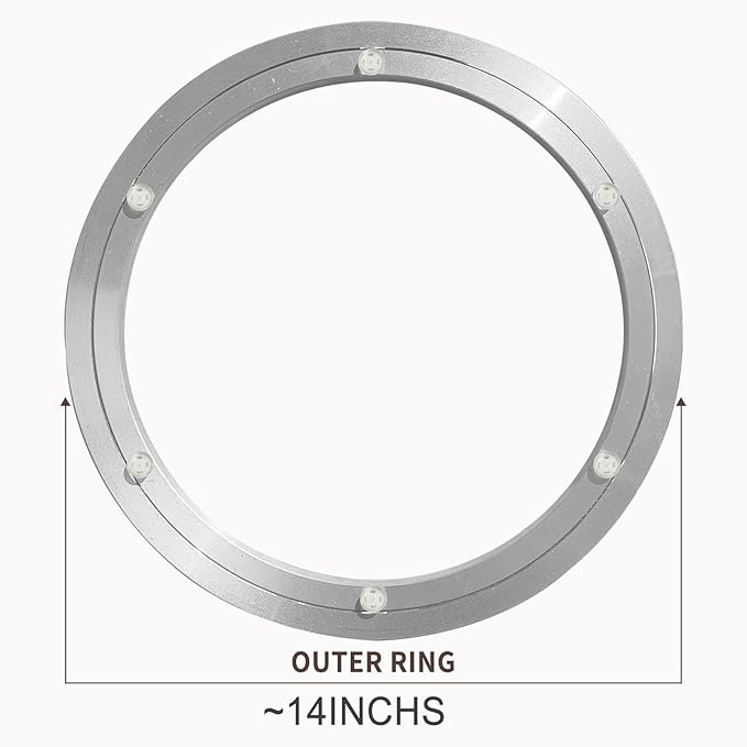 Lazy Susan Silent Non-Slip Turntable Aluminium Turntable Bearing 14 inch for Round Dining Table TV Rotating Table