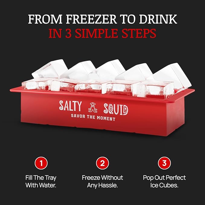 Clear Craft Ice Cube Maker – Square Ice Cube Mold makes 10 Large 2" Crystal Clear Ice Cubes for Whiskey, Cocktails – Slow Melting, Easy Release, Large Ice Cube Tray