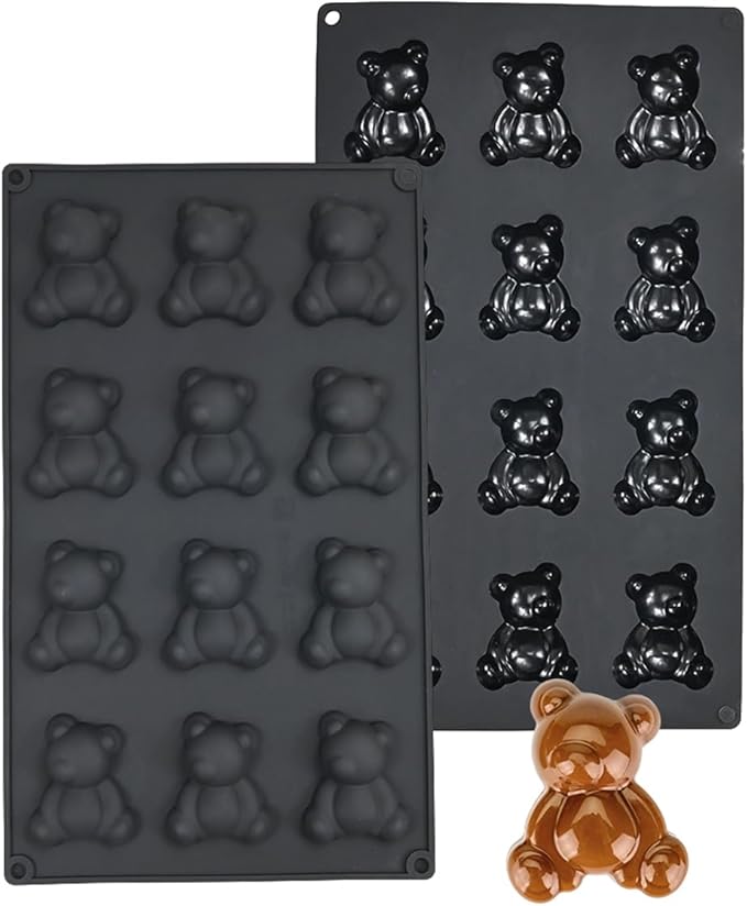 3D Bear Shape Cake Mold, Pudding Silicone Molds for Baking Pastry, Jelly, Ice Cream, Mousse Cake Decoration, Non-Stick Food Grade Silicone Baking Supplies (D_ Bear)