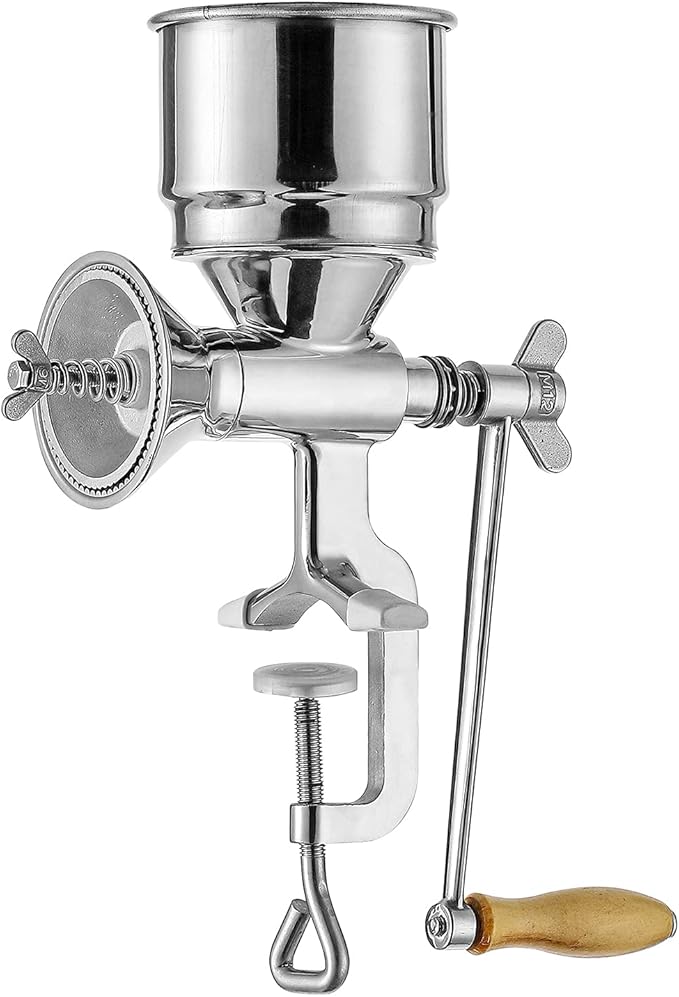 Moongiantgo Hand Grain Mill Manual Coffee Grinder Coarseness Adjustable Stainless Steel Hand Crank Grinding Tool with Table Clamp for Rice Spices Pepper Beans