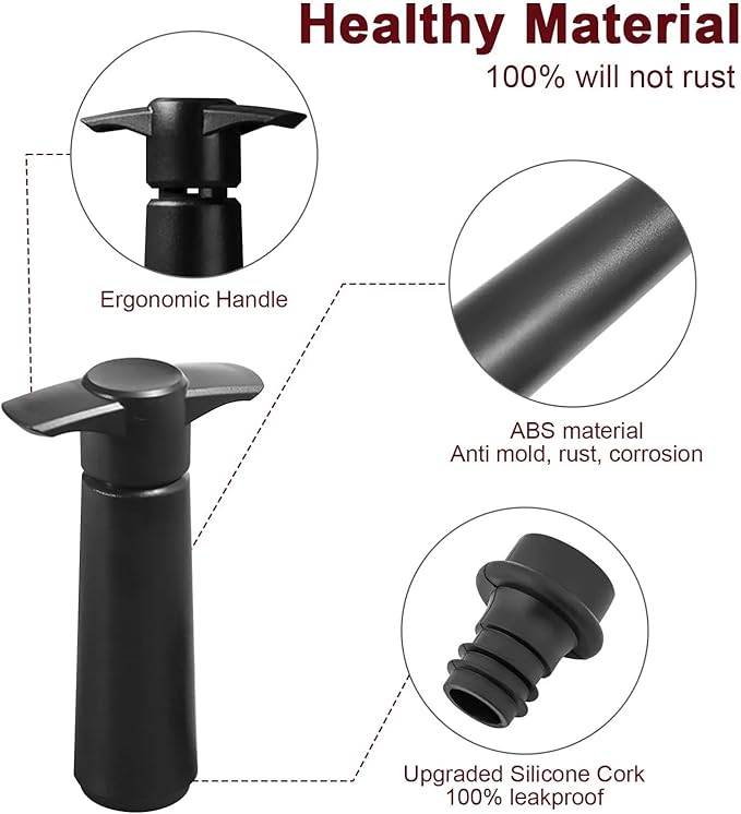 Wine Stopper 4 SET Wine Saver Pump Vacuum Bottle Stoppers With Food Grade Silicone Leak Proof