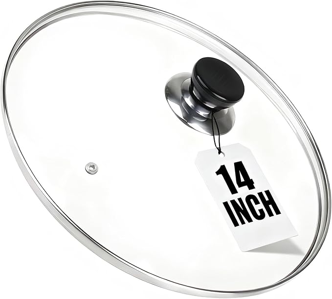 14 Inch Pan Lid, 14'' Frying Pan Lids, Tempered Glass Cast Iron Lid for Skillets, Fry Pan, Wok Pot (14 inch)