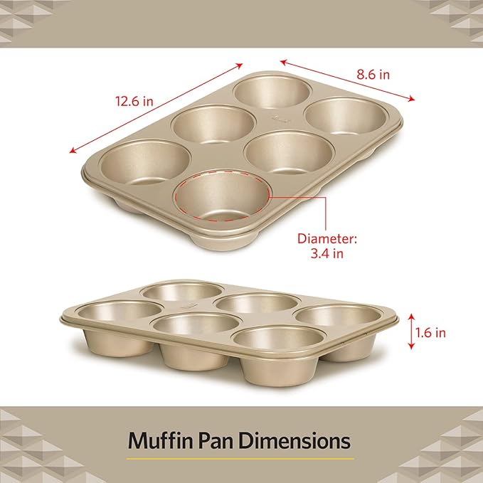 Glad Nonstick Jumbo Muffin Pan | Heavy Duty Metal | For Cupcakes | 6-Cup, Pack of 6