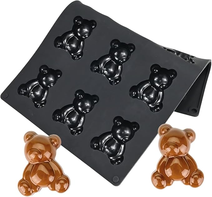 3D Bear Shape Cake Mold, Pudding Silicone Molds for Baking Pastry, Jelly, Ice Cream, Mousse Cake Decoration, Non-Stick Food Grade Silicone Baking Supplies (D_ Bear)