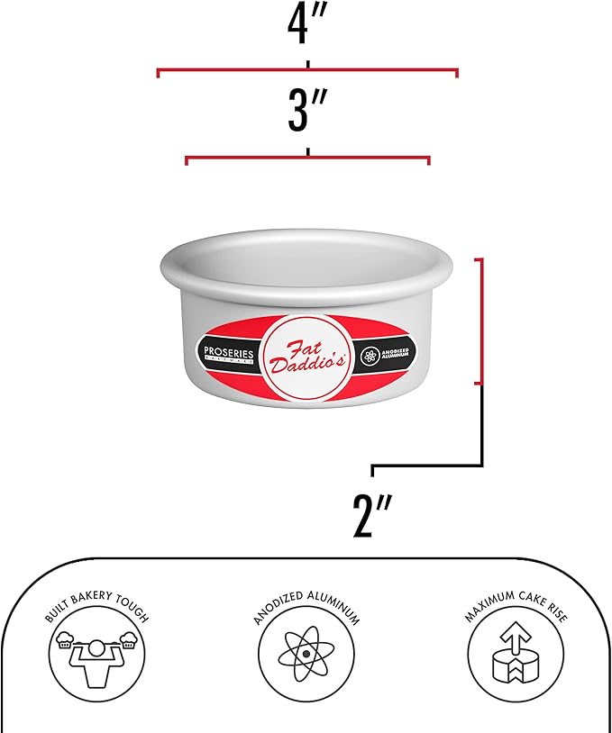 Fat Daddio's PRD-32SET Anodized Aluminum Round Cake Pans, 3 x 2 inch, Set of 2