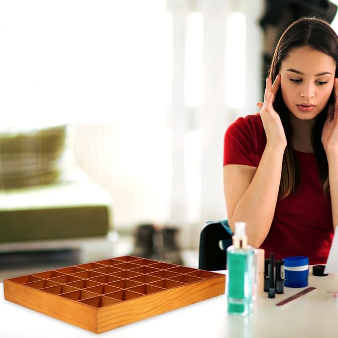 ULTECHNOVO Wooden Sorting Tray Grid Display Wood Divided Organizer Brown Finished Section Box (30 Compartments,15. 72x13. 17x1. 97 Inch Each Tray)