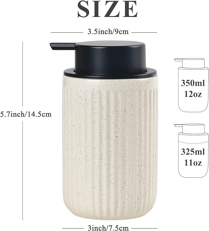 BosilunLife Foam Hand Soap Dispenser - Ceramic Foaming Soap Dispenser for Bathroom 12oz Refillable Liquid Lotion Soap Dispenser with Rust-Proof Foaming Pump for Countertop