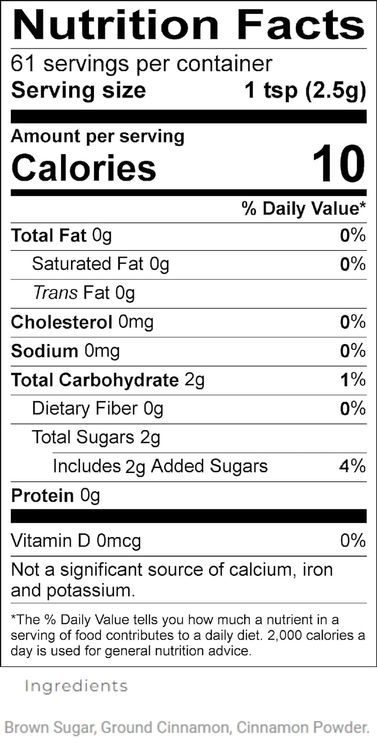 Upouria Cinnamon Brown Sugar Flavored Shakable Topping, Sweet Enhancer for Coffee & Hot Cocoa, 5.5oz