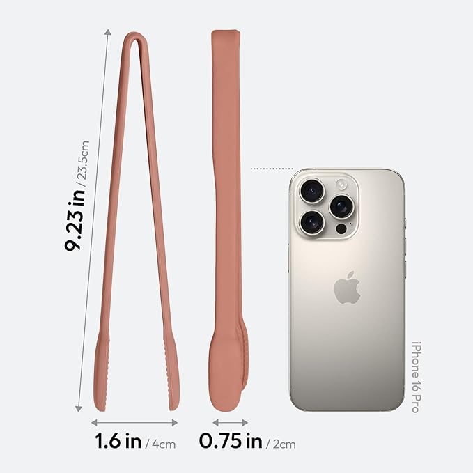 carrotez Silicone Cooking Kitchen Tongs, Anti-Slip,Non-Scratch Serving Tongs 9.25 Inches - Coral Pink
