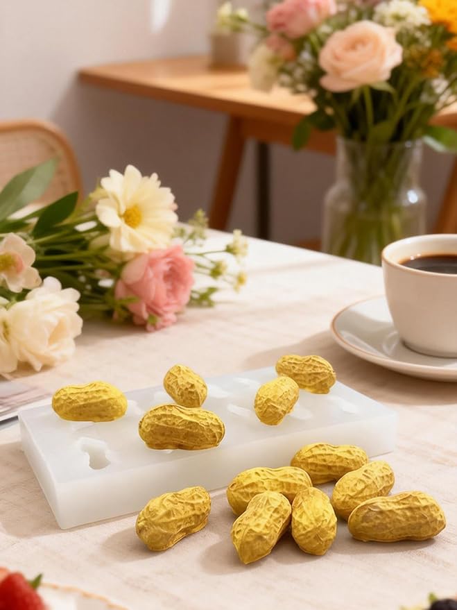 12 Cavity Peanut Silicone Mold – Silicone Fruit Mold for Chocolate, Fondant, Candle, Resin & Cake Decor, 3D DIY Candy Baking Tool for Parties & Gifts (Peanut)