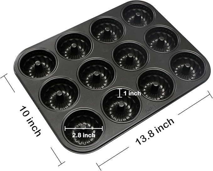 Webake Mini Fluted Tube Cake Pan, Non-Stick 2.8 Inch Cake Baking Pan, Heavy Gauge Carbon Steel (12-Cavity)