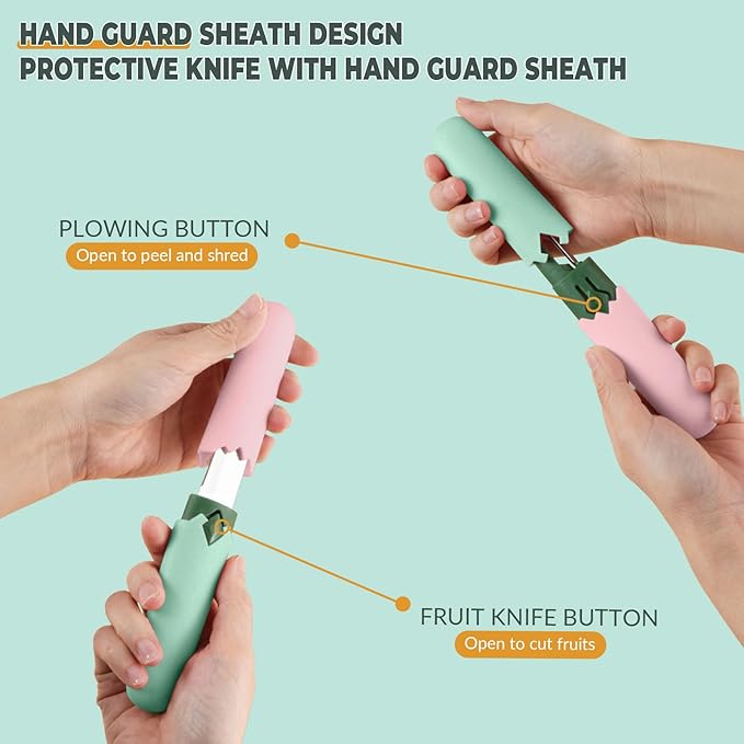 2 in 1 stainless steel Paring knife Peeler; fruit peeler; apple peeler; pear peeler, vegetable peeler, Kitchen Peeler (1, Green Pink)