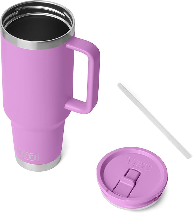 YETI Rambler 40 oz Travel Mug with Flip Straw Lid – Stainless Steel, Vacuum Insulated, Leakproof, Cup Holder Friendly
