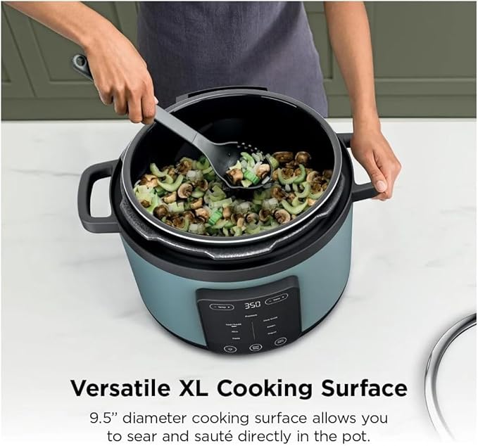 HyperHeat 8-in-1 6.5-Qt Pressure Cooker, 1200W Electric Multi Cooker with SimpliServe Nonstick Pot, Pressure Cook, Steam, Slow Cook, Rice, Pasta, Sear/Sauté, Keep Warm, Sage Leaf