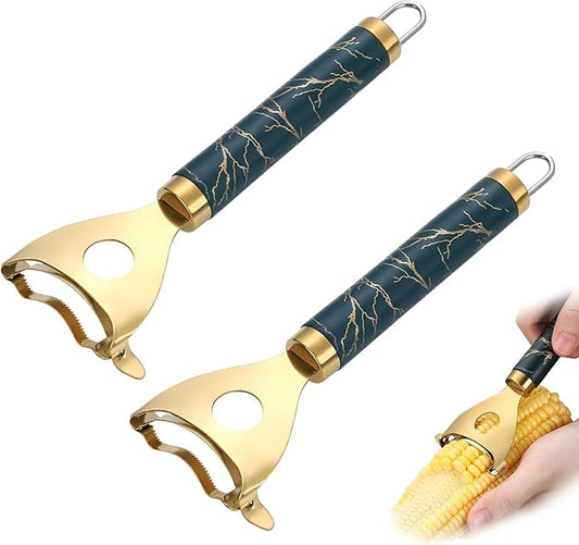 Cobb Gobbler Corn Peeler(2-Pack) – Stainless Steel Corn Kernel Stripper Tool，Labor-Saving and Fast Peeling Tool， Efficient Kitchen Gadget