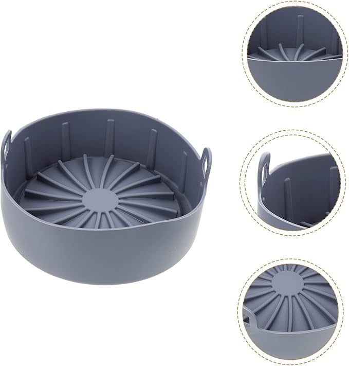 Air Fryer Accessory Oven Liner for Bottom of Oven Silicone Pad Handle for Basket Air Fryer Non-stick Reusable Heat-resistant Grey