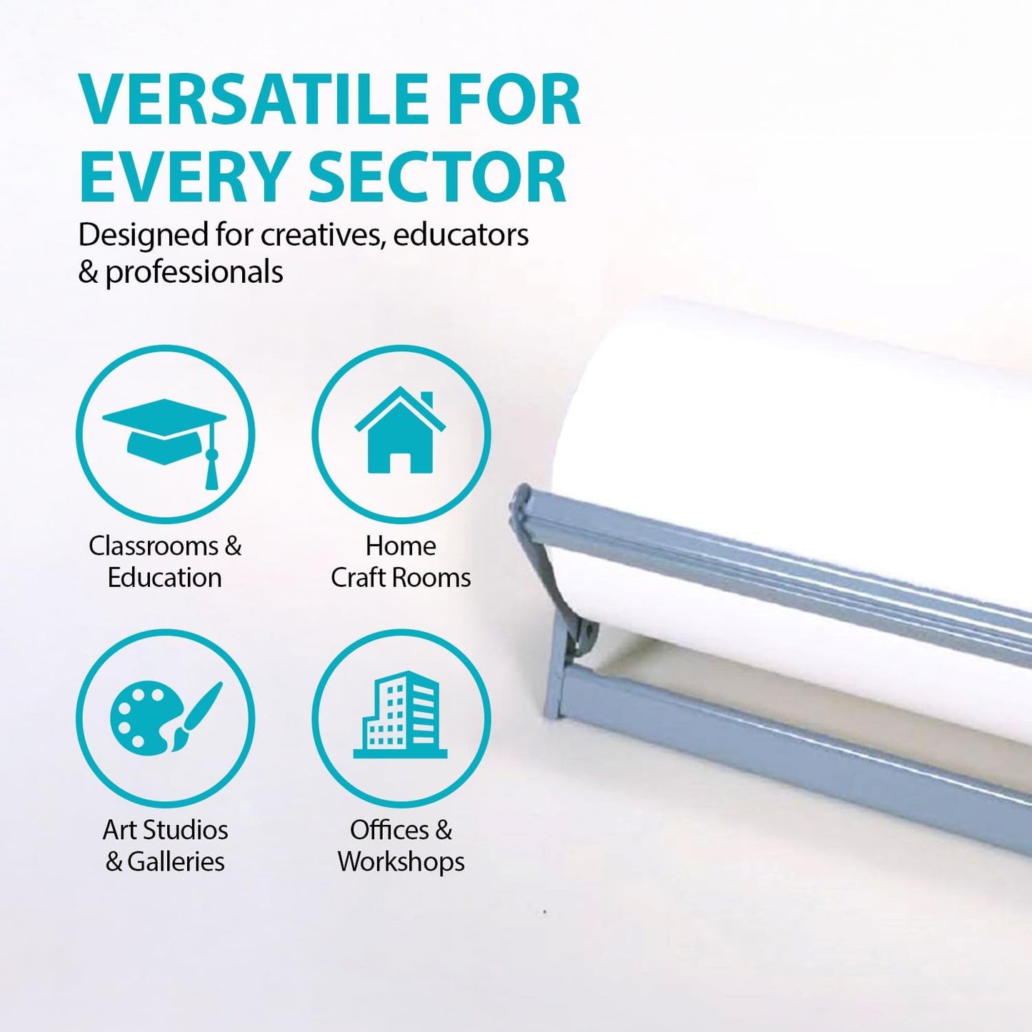 18" Wide Roll Paper Dispenser with Cutter for Desktop – Roll Dispenser with Serrated Cutter – Fits Craft, Freezer, Wrapping, Butcher Paper Roll or Cling Film – Heavy-Duty, Grey