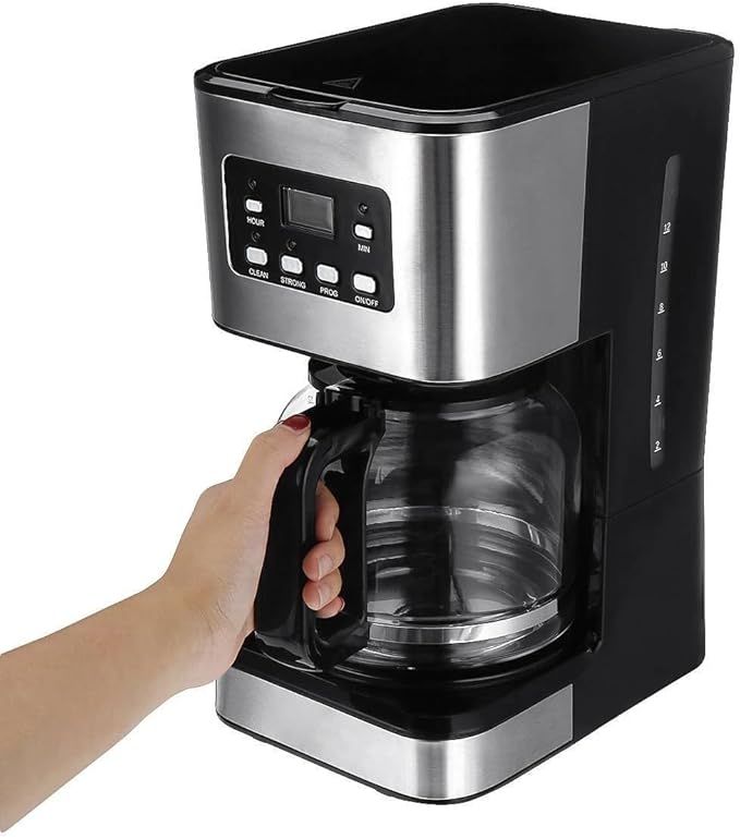 950W electric coffee machine 12 cups automatic drip coffee machine with coffee pot 220V automatic insulation function for home office use, WHITE