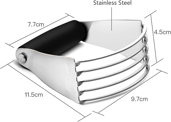 ALLTOP Pastry Shortening Blender Cutter,Stainless Steel Dough Masher for Butter, Biscuit,Baking, Kneading,Dough, Flakier and Fluffier Pie Crusts, Almond - Hand Kitchen Tool (1, Black)