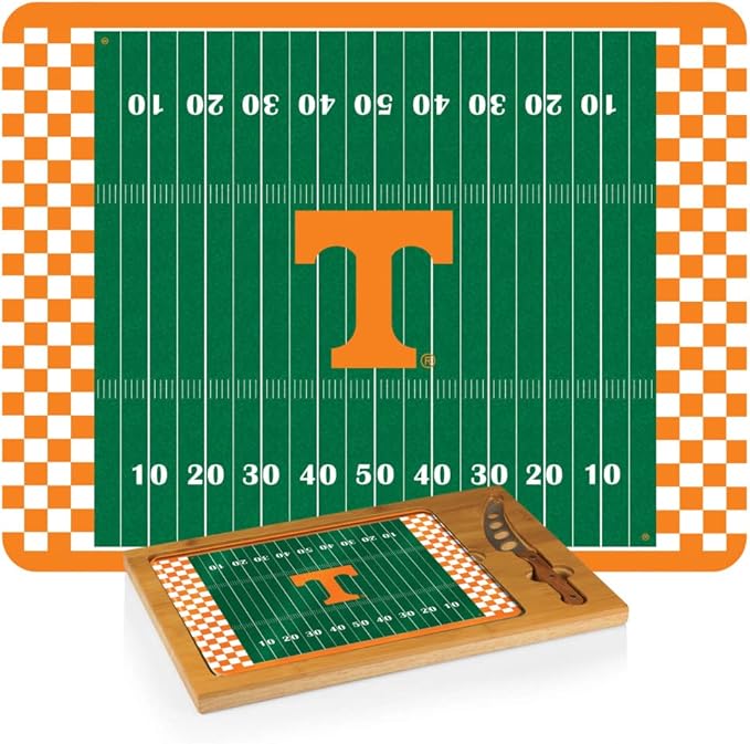 PICNIC TIME NCAA Icon Glass Top Cutting Board & Knife Set, Cheese Boards Charcuterie Boards, Serving Platter, (Parawood & Bamboo)