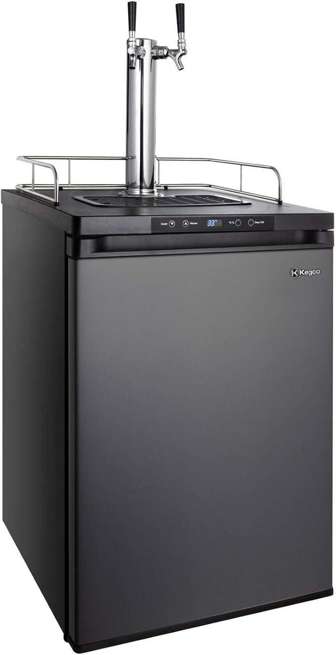 Kegco HBK309X-2 Keg Dispenser, 2 faucet without keg Black Stainless Steel