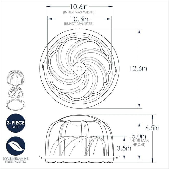 Nordic Ware Formed Swirl Bundt with Keeper, 10 Cup, Twilight Blue