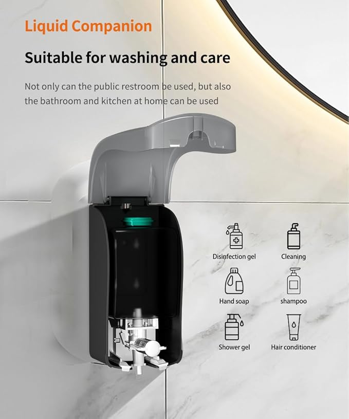 Manual Foam Soap Dispenser, 35oz (1000mL) Commercial Refillable Foaming Soap Dispenser-Dark Grey, CHUANGDIAN