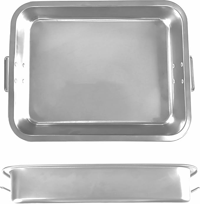 16" Premium Stainless Steel Roaster Pan Set with Baking & V-Shaped Racks - Heavy Duty, Healthy & Dishwasher Safe for Turkey, Chicken