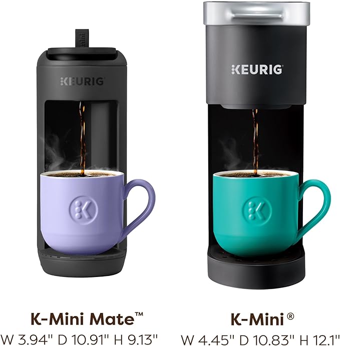 Keurig K-Mini Mate Single Serve K-Cup Pod Coffee Maker, Brews Up to 12 oz Cup, Compact Portable Coffee Machine for Small Spaces, Great for Dorms & Offices, Black