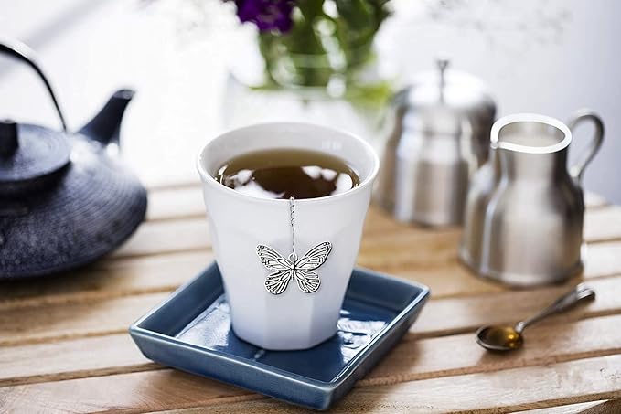 NSTaygate 2pcs Tea Infuser,Loose Leaf Tea Steeper Tea Strainer with Charm Handmade Dragonfly Butterfly Pendant Tea Ball Tea Filter Tea Infusers for Loose Tea