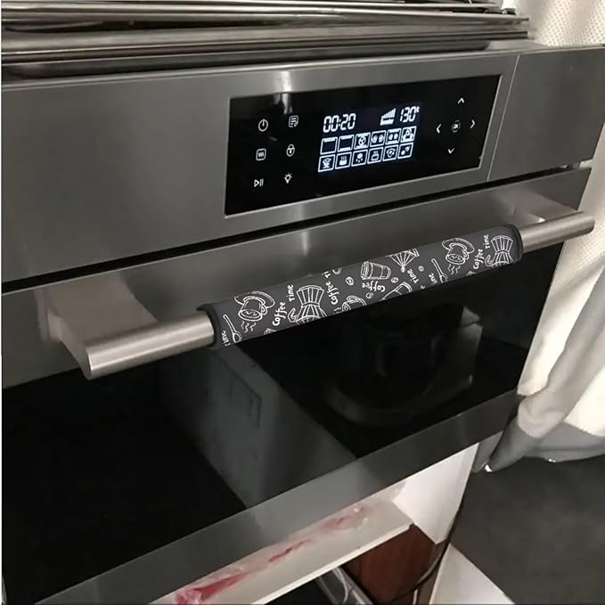 6 Pieces Refrigerator Door Handle Covers Protective Kitchen Appliance Decor Handles Anti-Skid Anti-Dust Protector Keep Off Dust Fingerprint, Coffee Bean Spoon Mocha Pot Print Coffee Time