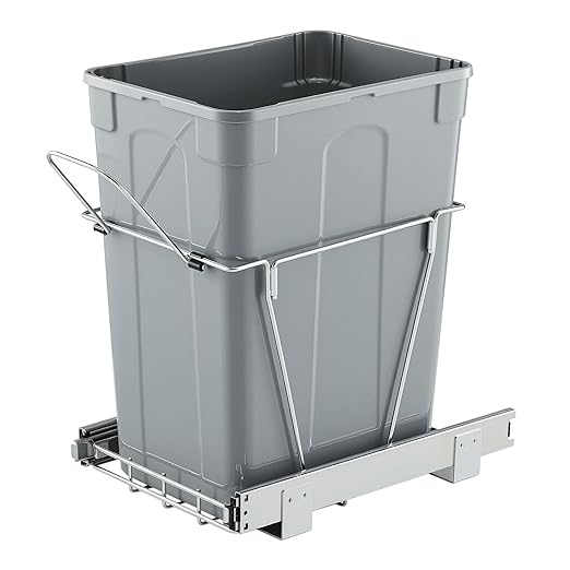 VEVOR Pullout Trash Can for Kitchen Cabinets, 35 QT Garbage Waste Recycling Bin, Under Mount Waste Container, with Heavy Duty Metal Full Extension Sliding System and Handle, for Sink, Under Counter