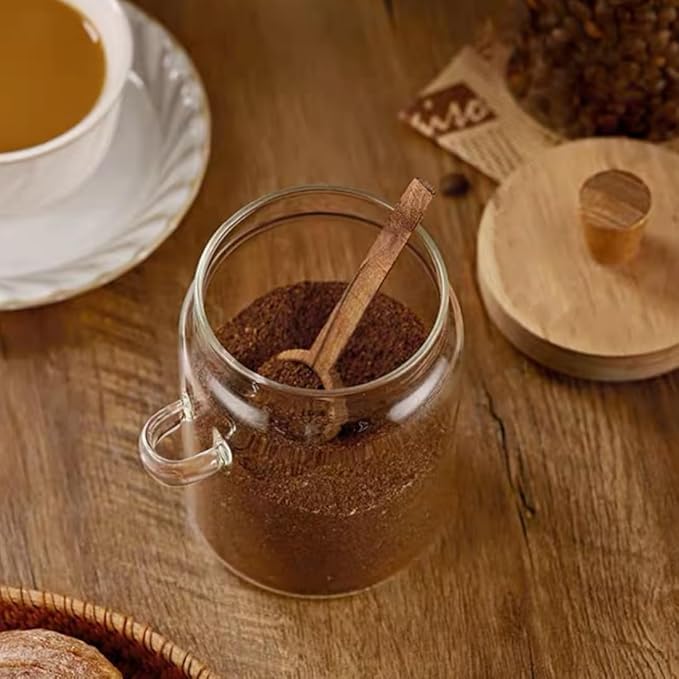 ANSQU Glass Jar with Wooden Lid and Spoon, 20.3oz Food Storage Containers Coffee Jar Coffee Grounds Container, Glass Food Storage Canister, Gratitude Jar for Mother' Day (1 Pack)