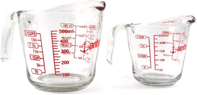 Anchor Hocking 2 Piece Glass Measuring Cup Set