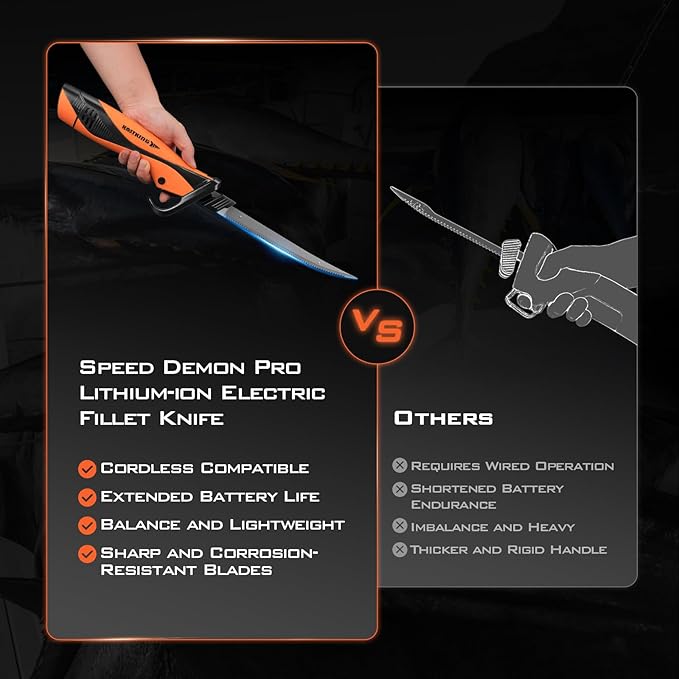 KastKing Cordless Electric Fillet Knife Speed Demon Pro 7" & 9" Blades