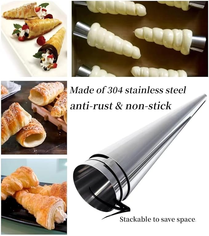 39 Pack Cannoli Forms Kit, Cannoli Forms Pastry Roll Molds with Piping Bags Reusable, Cleaning Brush, Long Cream Icing Piping Nozzle Baking Accessories Tool for Mum and Baker