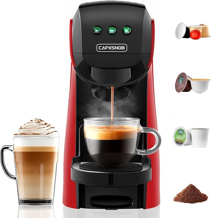 Warriors1 Coffee Maker for Keurig K Cup pod, Espresso Machine for Nespresso Original, Dolce Gusto Pods, Ground Coffee, Coffee Machine for kitchens, apartments, dorms, RVs & camping, 28 oz Reservoir