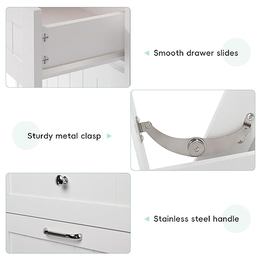 Betterhood Double Tilt Out Trash Cabinet with Power Outlet, 10 Gallon Trash Cabinet with Storage,Pet Proof Trash Can with 2 AC & USB Sockets for Kitchen,Living Room (White, Single Door)