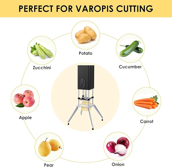 YOTAN Electric French Fry Cutter,Vertical French Fry Cutter with 1/2 & 3/8 Inch Blade,Professional Commercial and Household Automatic Potato Slicer,Electric Vegetable Chopper (Black)