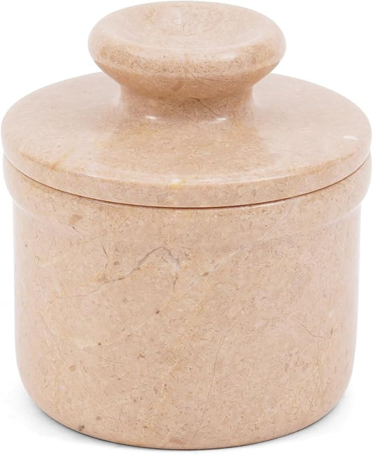 Marble Butter Keeper with Lid Verona 4.25 Inch, Handmade French Butter Crock For Counter With Water for Soft Butter Storage, Butter Dish for Kitchen Countertop, Butter Bell, Mothers Day Kitchen Gift