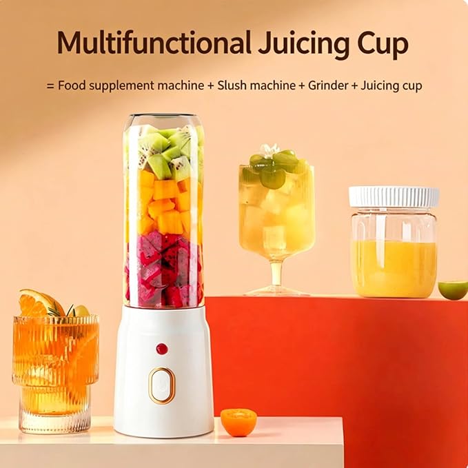 Portable Blender Cup,Electric USB Juicer Blender,Portable Juicer For Shakes and Smoothies, juice,450ml, ten Blades Great for Mixing