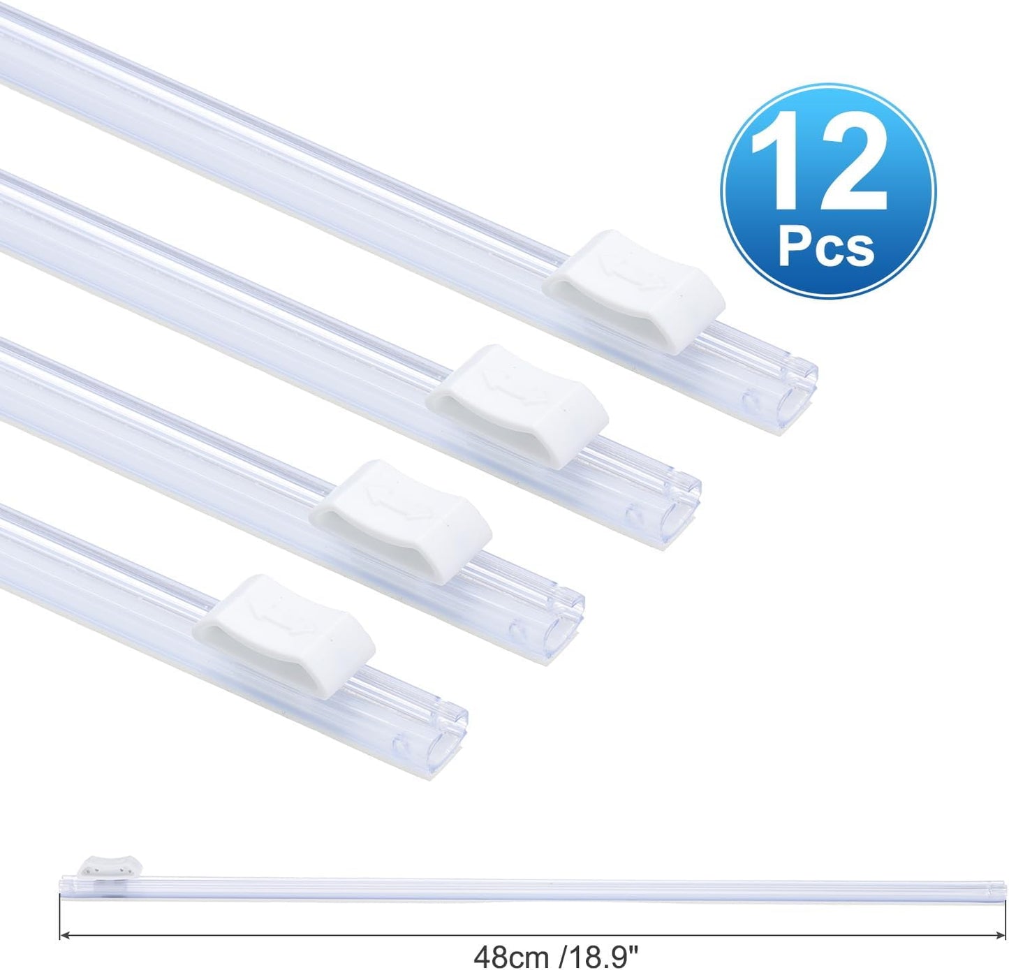 PATIKIL 12pcs Plastic Wrap Cutter, 19in Plastic Wrap Slide Cutter Self Adhesive Installation Replacement for Aluminum Foil Wax Paper Parchment Paper Wrap Dispenser, White