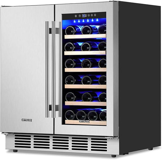 ORYMUSE 30" Stainless Steel Wine & Beverage Refrigerator - Dual Zone, Built-in/Freestanding with Upgraded Cooling - 30 Bottles & 110 Cans Capacity