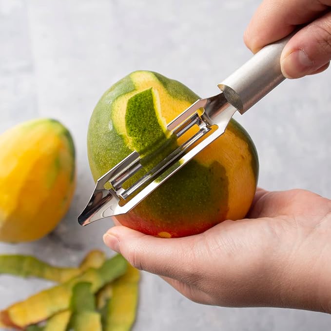Rada Cutlery Deluxe Vegetable Peeler (R141), 2" Stainless Steel Swiveling Blade, Silver Handle