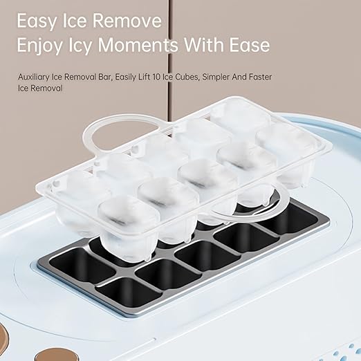 Mini Ice Maker, 10 Cubes Portable Countertop Ice Machine Makes in 15 Mins Quiet 120W Automatic for Home Office Bar Camping Party (US Plug)