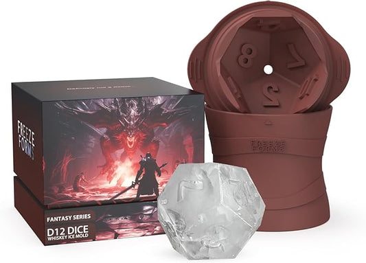 Ultimate D12 Dice Shaped Jumbo Ice Cube Mold for DND/TTRPG Fans - Large Silicone, Easy Fill & Release for Whiskey, Cocktails, Juice - Perfect Gamer Gift & Fantasy D&D Essential