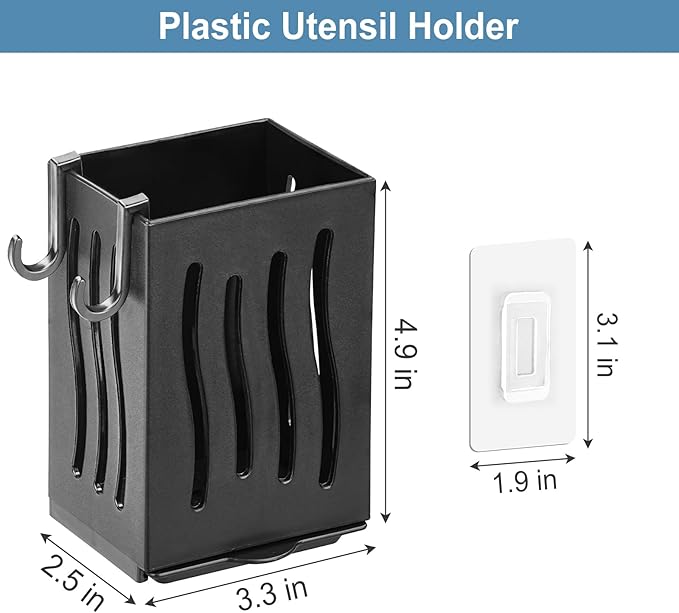 Utensil Drying Rack, 4Pcs Wall Mounted Utensil Holder Kitchen Drainage Basket Accessories, Plastic Dish Drainer Cutlery Knife Fork Spoon Holder Organizer, with Drain tray and Hooks
