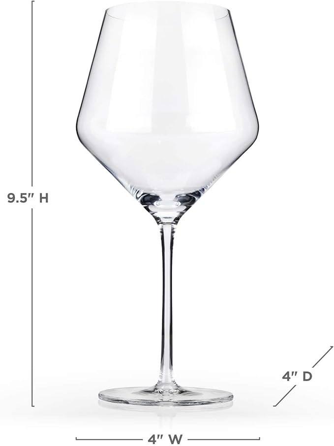 Viski Raye Angled Burgundy Wine Glasses, Crystal Clear Red Wine Glasses for Wedding, Anniversary, Birthday Gifts for Women and Men, Home Bar, Elegant Glassware, 21 oz, Set of 2